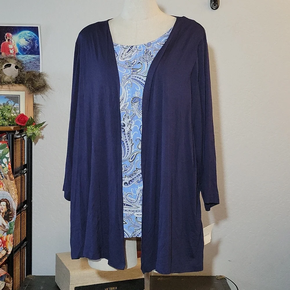 CROFT& BARROW Attached Cardigan Paisley Tunic Shirt 2X - Picture 3 of 12